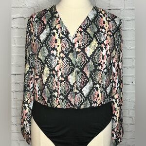 Snakeskin Print Bodysuit with Black Bottom